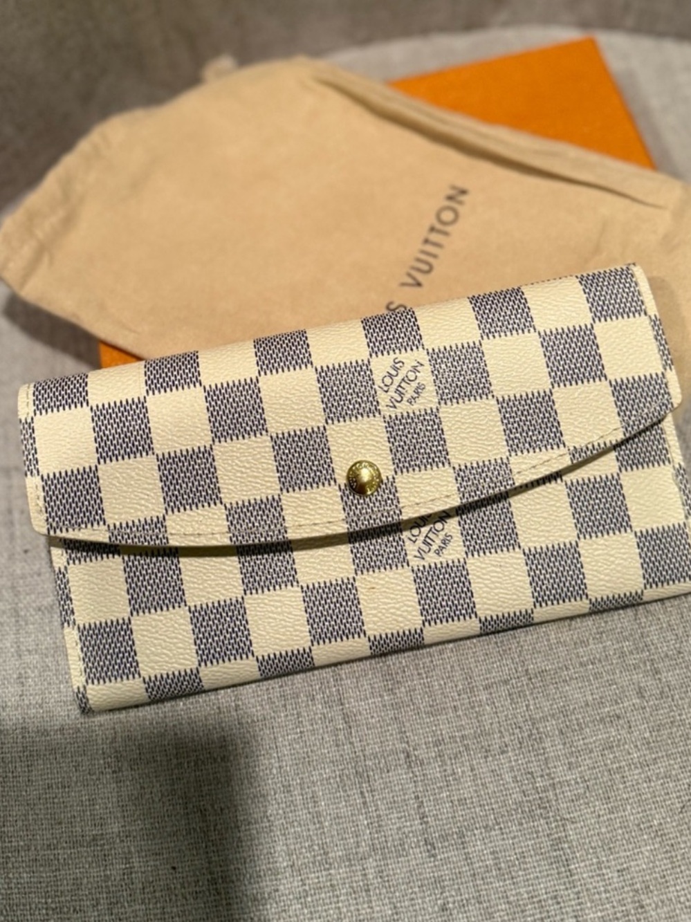 Damier Azur Checkered Continental Wallet - Blue & Cream